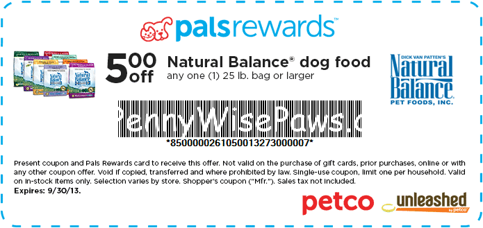 Natural Balance Dog food: New printable 